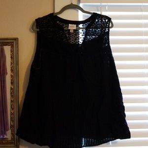 Knox Rose black sleeveless tunic with lace XL